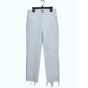 L'Agence white straight legs raw hem ankle jeans size 26